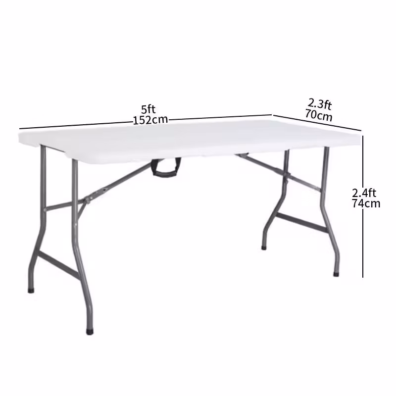 Wholesale HDPE Portable Fold in Half Party Banquet Garden Outdoor 60inch 5FT Plastic Easy Folding Table for Events