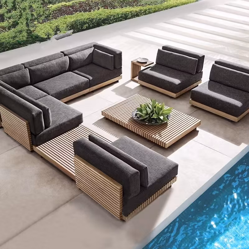 Teak Wood Garden Patio Outdoor Furniture Hotel Sofa Set Customized