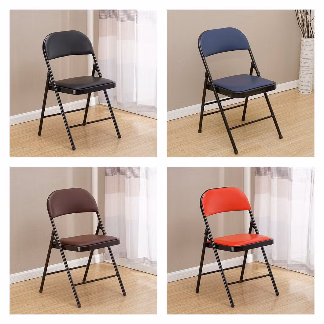 Wholesale Outdoor Meeting Room Living Room Office Furniture PU Seat Folding Chair Dining Chair for Home Garden Banquet Reception School