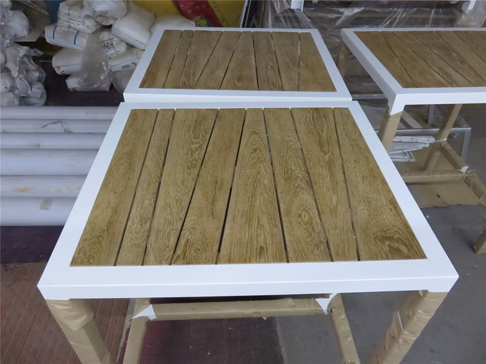 Aluminum Frame Teak Leisure Garden Furniture Outdoor Dining Table Bistro Bar Chair Wholesale