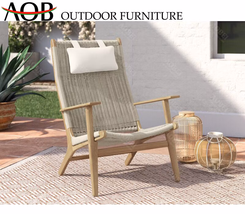 Modern Outdoor Patio Garden Home Hotel Resort Villa Balcony Restaurant Teak Rope Chair Furniture