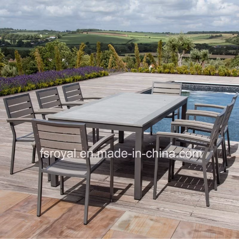 Aluminium Frame Syn-Teak Wood Outdoor Chair Outdoor Faux Wood Chairs