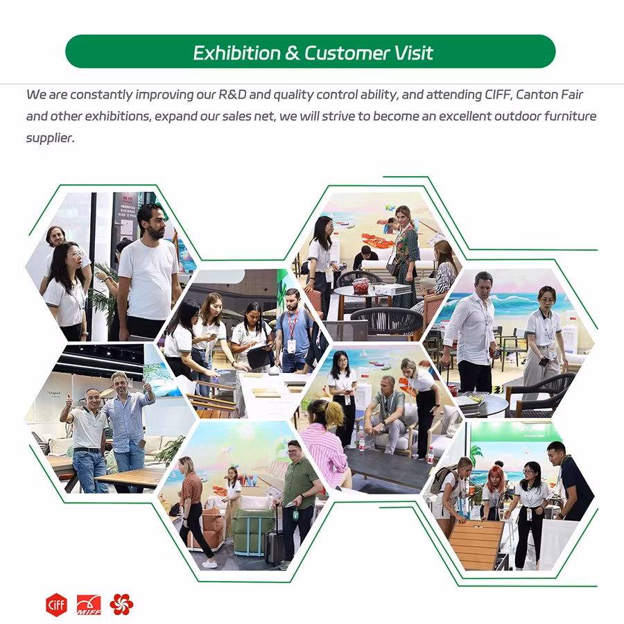 Teak Wood Outdoor Furniture Set Metal Dining Round Table and Chairs