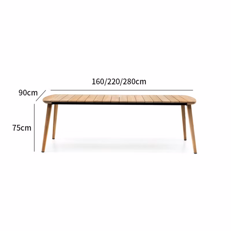 Outdoor Durable Wooden Dining Set Garden PE Woven Rattan Backrest Chair