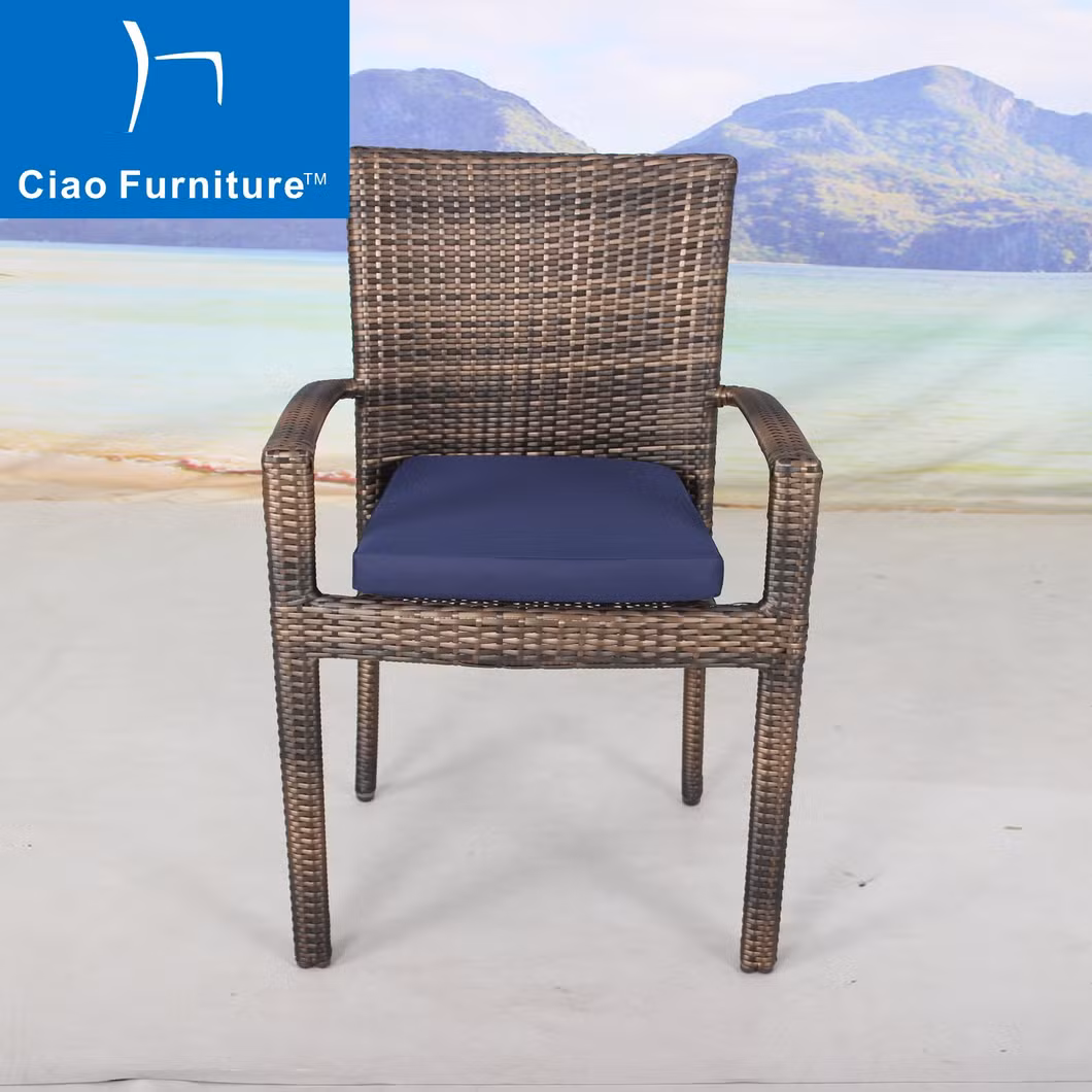 3 Pieces Outdoor Balcony Rattan Garden Furniture Coffee Table Set Dining Chair