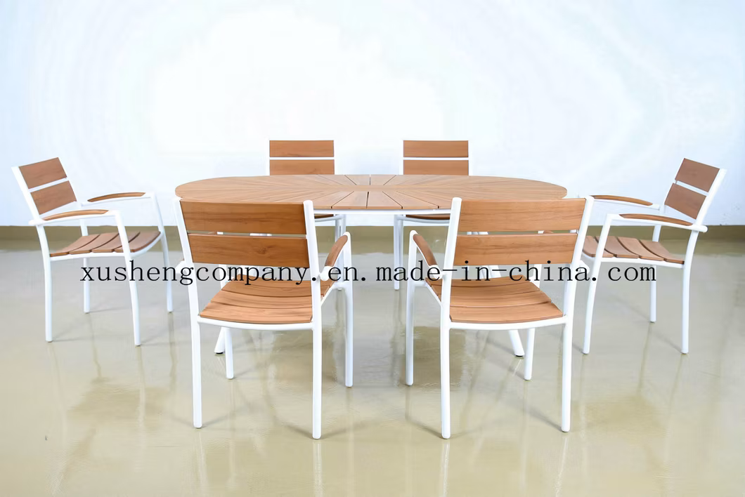 Contemporary Dining Set in Choice Aluminousl Teak Wood Garden Sets Patio Furniture Chair Table
