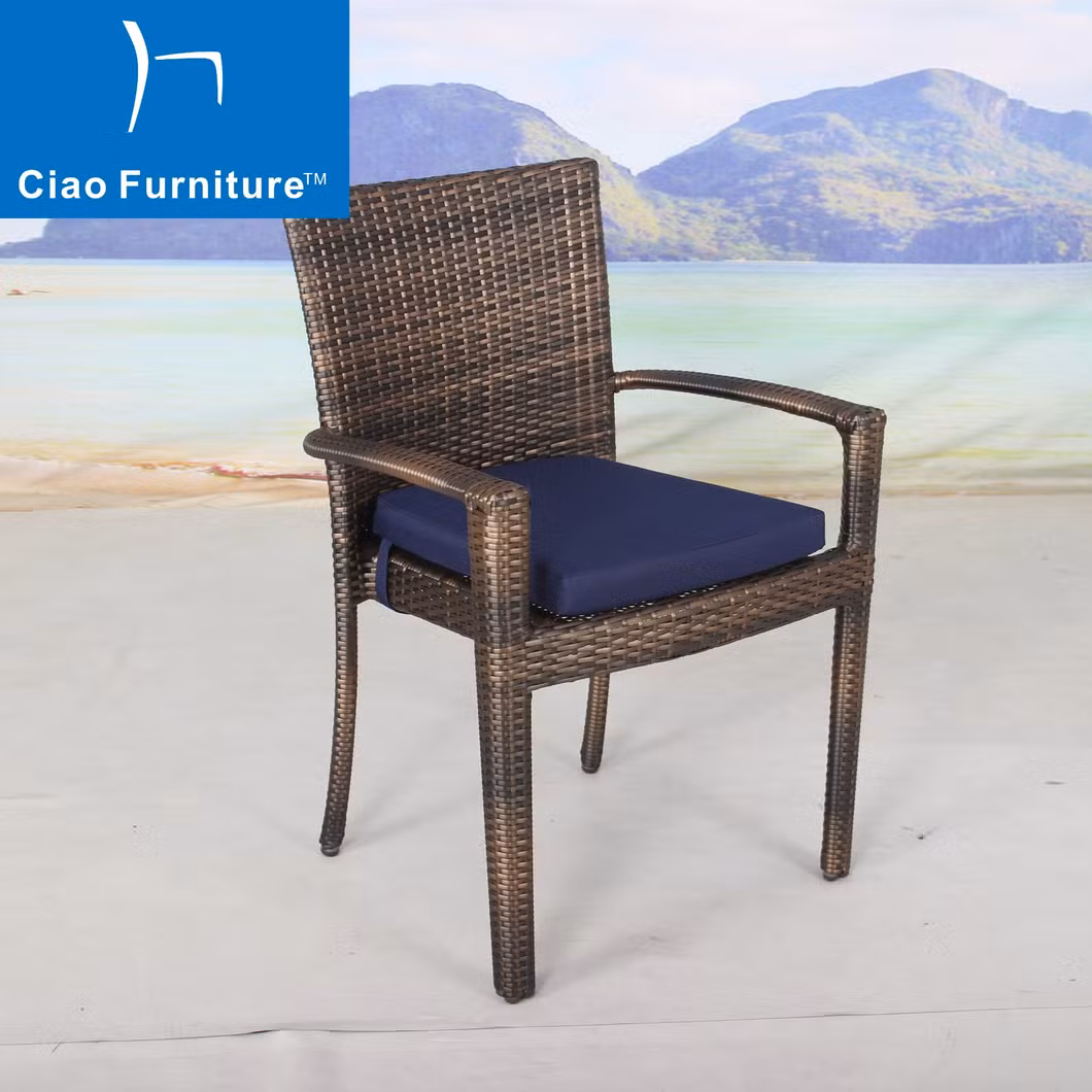 3 Pieces Outdoor Balcony Rattan Garden Furniture Coffee Table Set Dining Chair