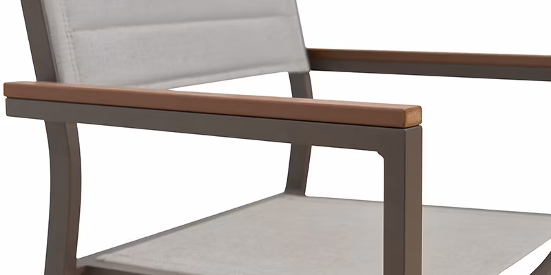 Patio Dining Aluminium and Mesh Stackable Set Outdoor Wood Garden Chair Teak
