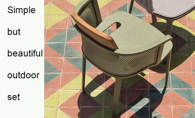 Modern Design Factory Waving Rop Teak Wood Aluminum Furniture Outdoor Patio Chair
