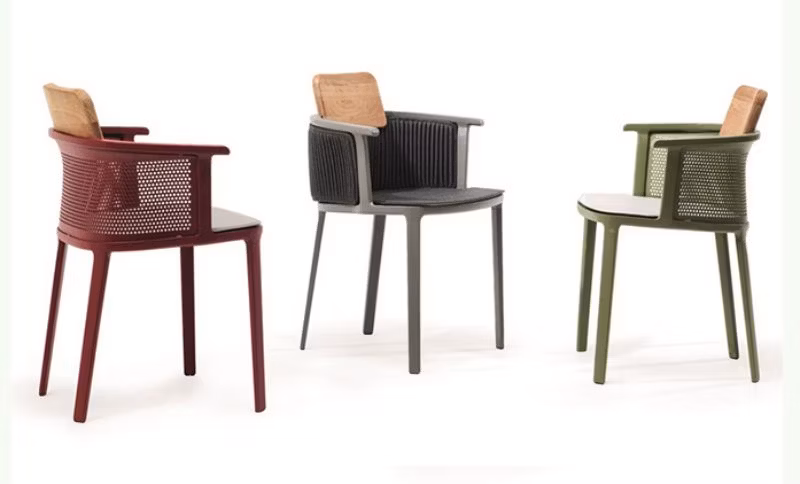 Modern Design Factory Waving Rop Teak Wood Aluminum Furniture Outdoor Patio Chair