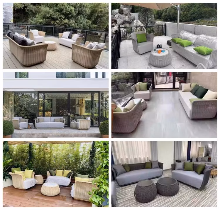 Sectional Sofa Modern Teak Patio Furniture Set Wooden Outdoor Couch Luxury Leisure Modular Hotel Wood Garden Sofa
