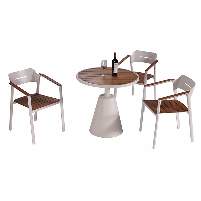 Aluminum Teak Wood Outdoor Dining Chair Set