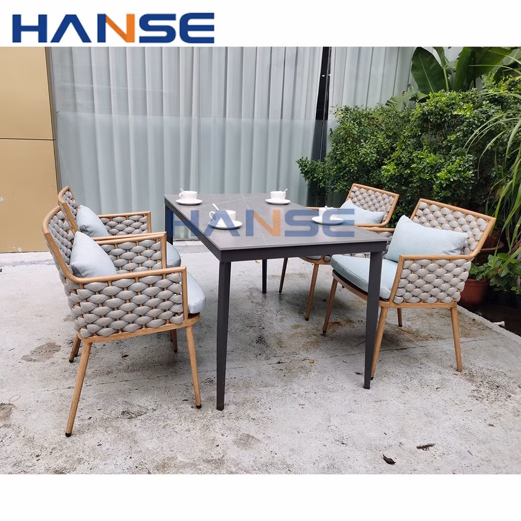 Modern Design 5 Star Resort Hotel Rope Furniture with Outdoor Dining Set Garden Dining Chair and Table