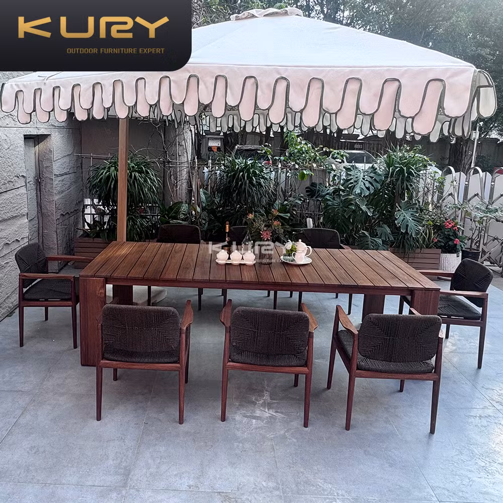 Home Furniture Teak Wood Dinner Patio Wooden Garden Outdoor Dining Table Set