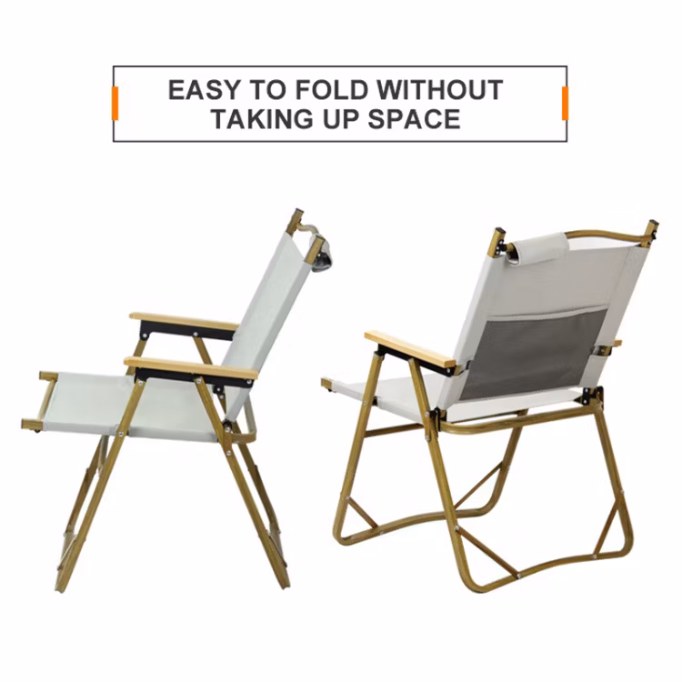 Hot Sale Outdoor Picnic Portable Comfortable Wood Grain Aluminum Foldable Camping Chairs