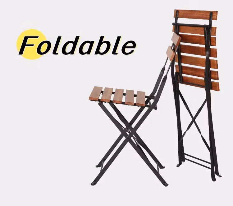 Dining Outdoor Foldable Metal Frame Wood Table and Chair Set Garden Sillas Mesas