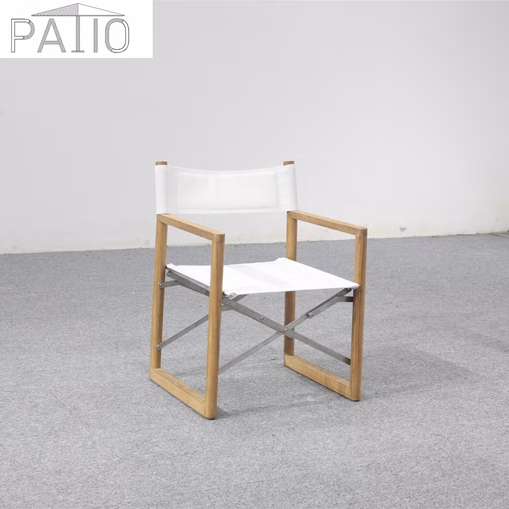 Teak Frame White Outdoor Furniture Garden Portable Foldable Restaurant Chair