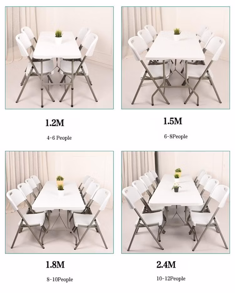 HDPE Plastic Garden Furniture Buffet Banquet Dining Foldable Rectangular Tables for Outdoor Events Party