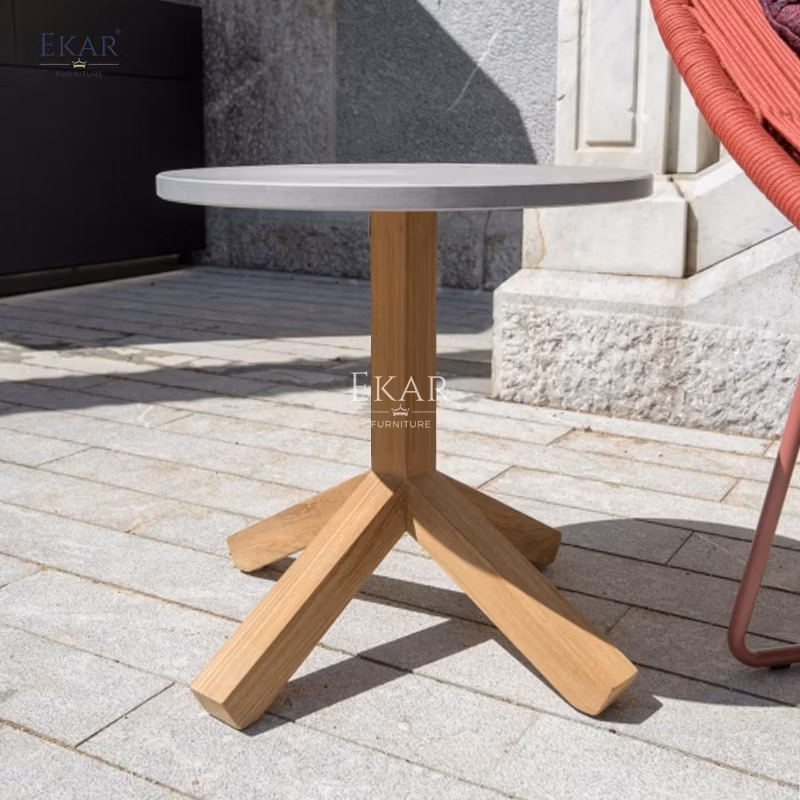 Modern Outdoor Wooden Round Corner Table for Patio and Garden