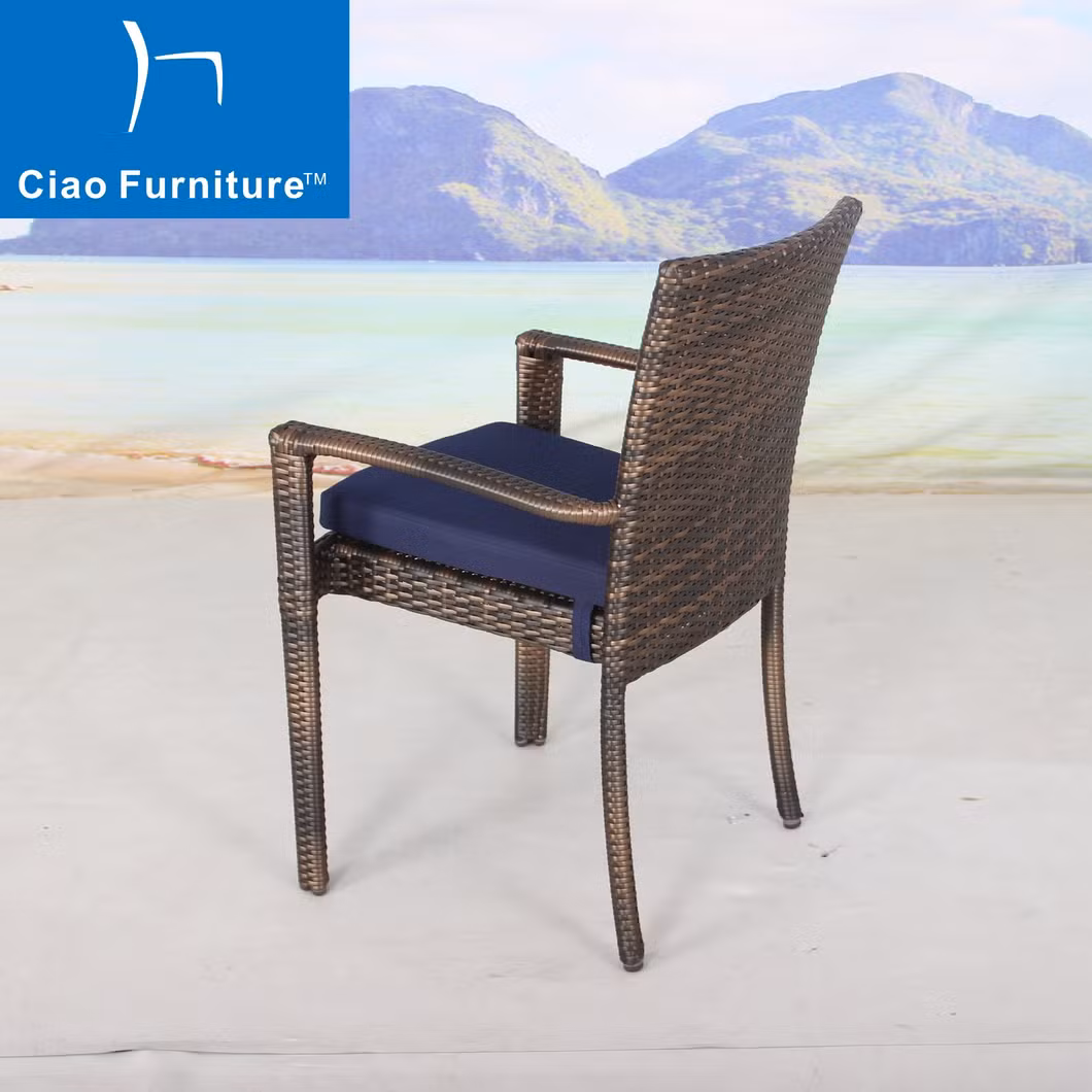 3 Pieces Outdoor Balcony Rattan Garden Furniture Coffee Table Set Dining Chair