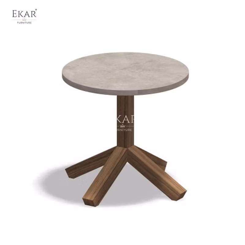 Modern Outdoor Wooden Round Corner Table for Patio and Garden