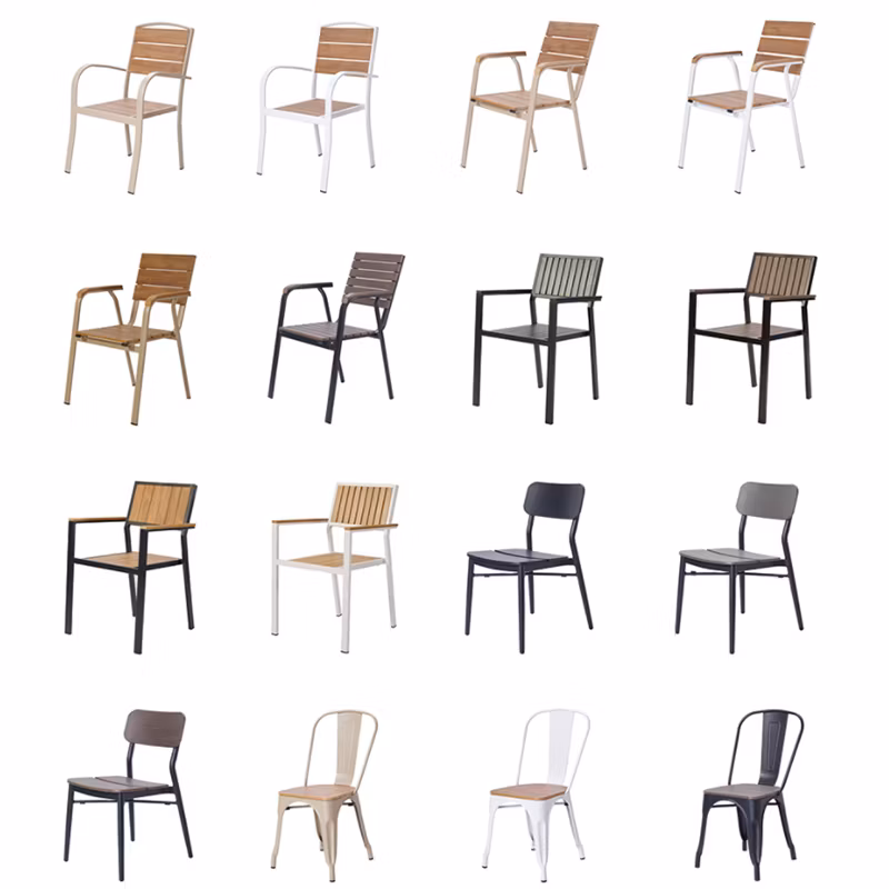 Patio Courtyard Outdoor Garden Plastic Wood Furniture Dining Chair and Table Set