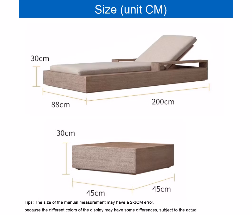 Garden Outdoor Patio Furniture Aulminum Pool Lounge Chair Teak Wooden Beach Chaise Lounge Sun Lounger