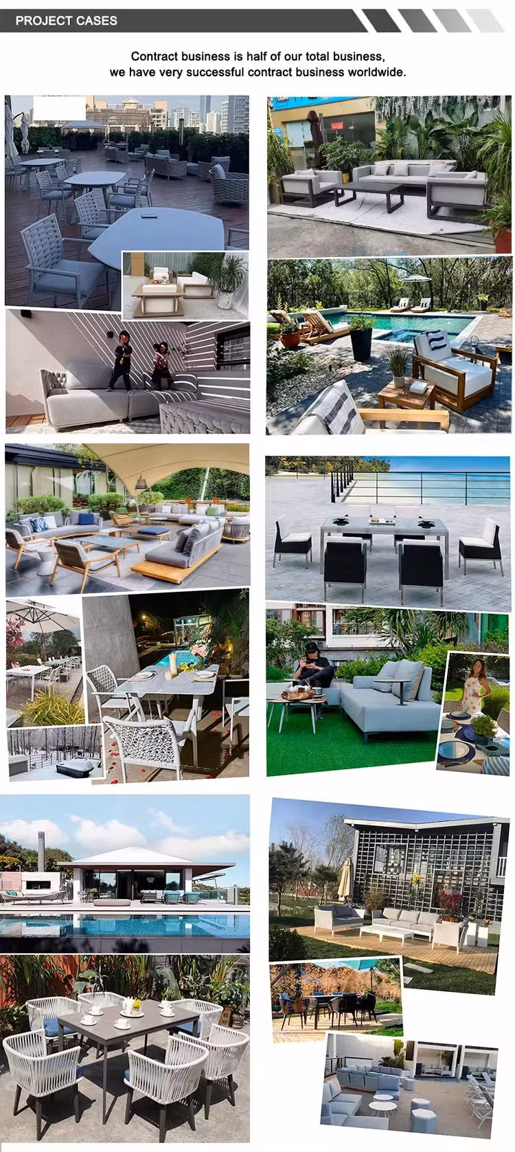 Modern Design 5 Star Resort Hotel Rope Furniture with Outdoor Dining Set Garden Dining Chair and Table