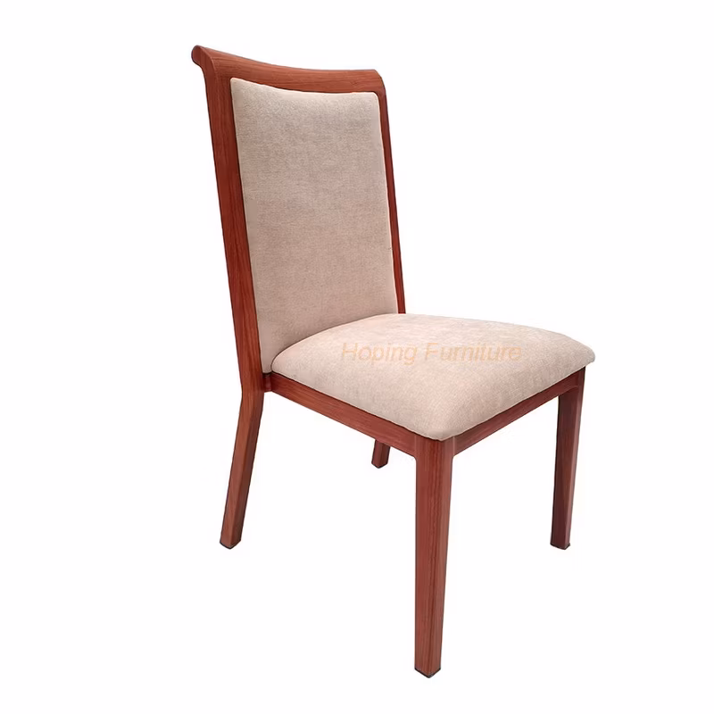Outdoor Elegant Metal Dining Chair Natural Teak with Modern Design Banquet Chair