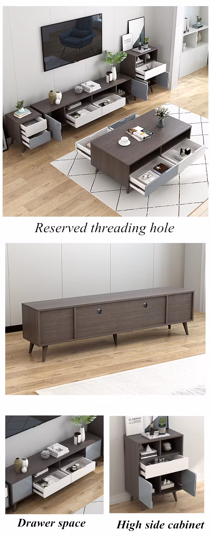 Wholesale Outdoor Furniture Wood Cabient TV Stand Set Wedding Coffee Table