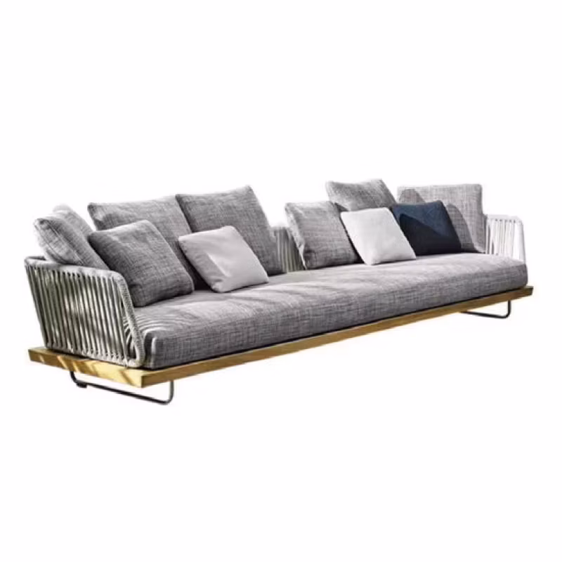 Customized Outdoor Teak Furniture Hotel Leisure Garden Comfortable Rope Sofa Set