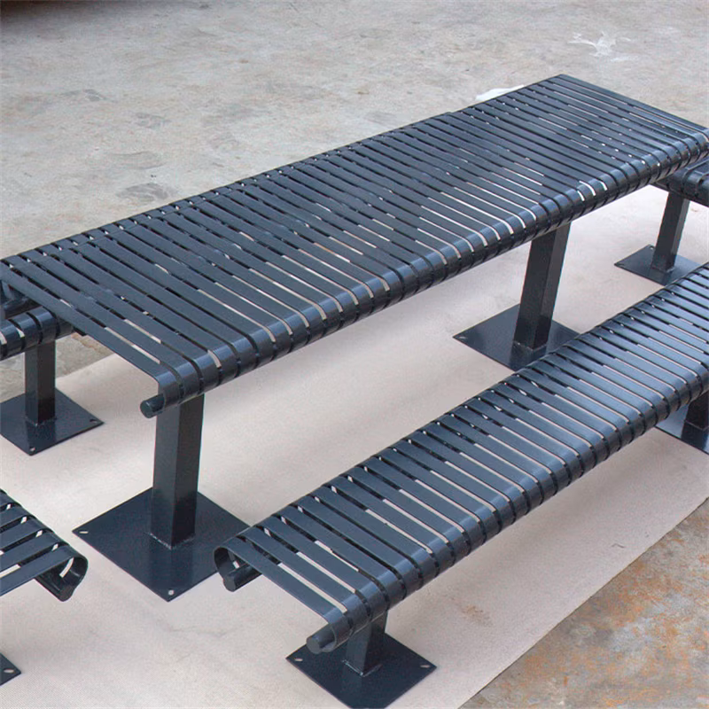 Outdoor Furniture Bistro Restaurant Patio Iron Slat Picnic Table and Bench Seat