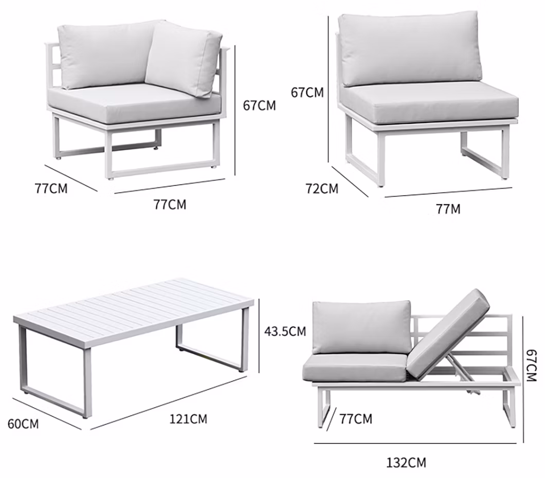 Modern Outdoor Furniture Modular Design Aluminum Frame Luxury Garden Sofa