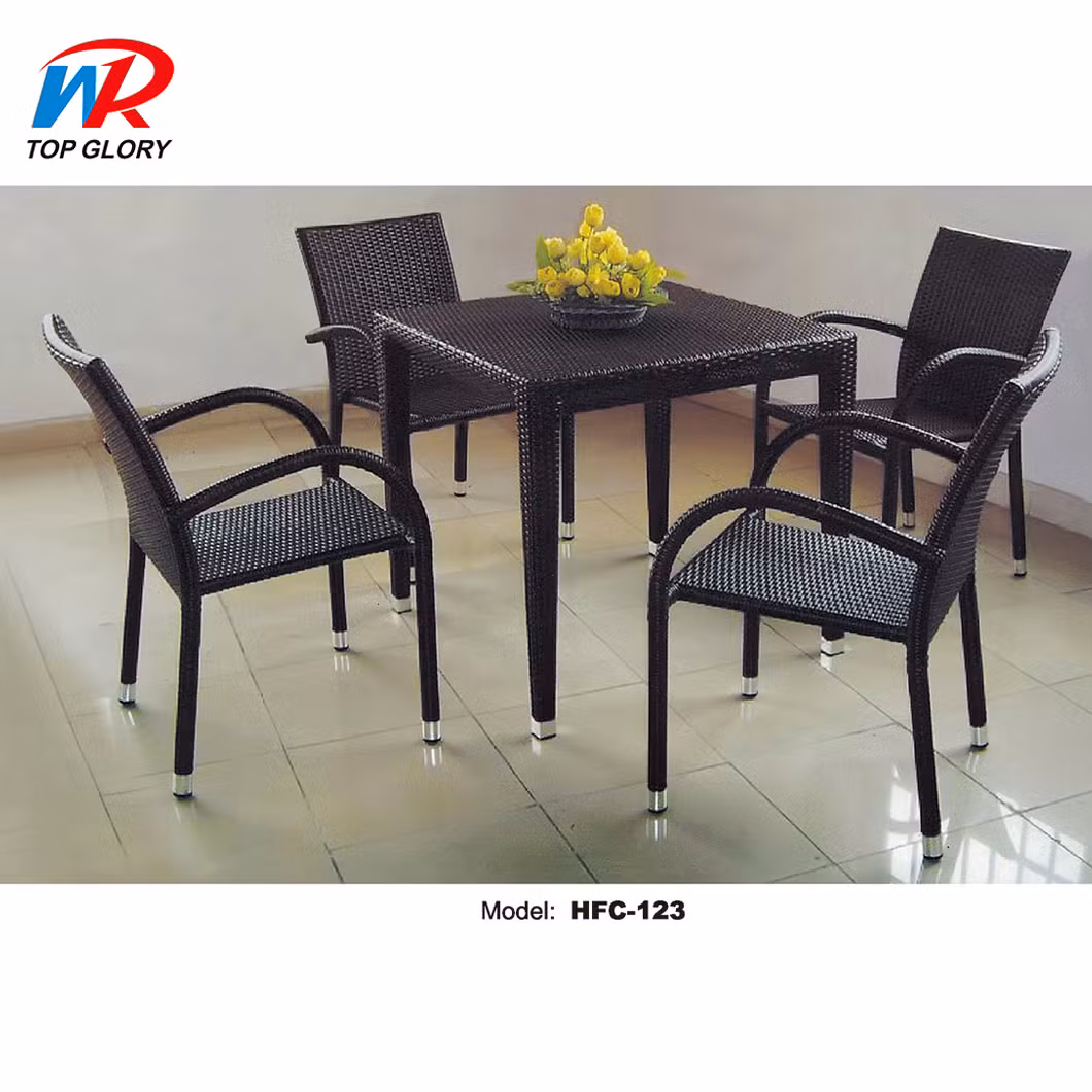 Outdoor PE Rattan Garden Modern Patio Dining Bar Table Set (TG-JW67)