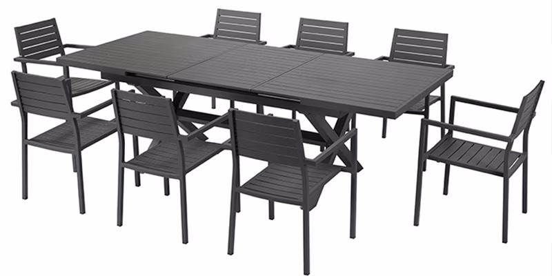 New Outdoor Hotel Furniture Aluminum Frame Garden Dining Room Table and Chair
