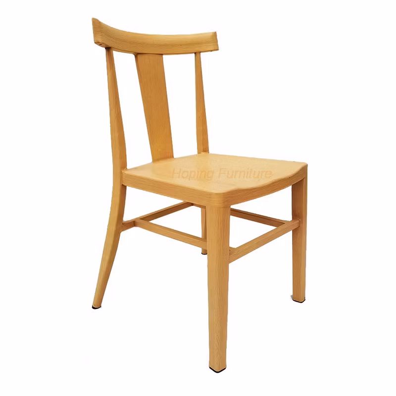 Outdoor Elegant Metal Dining Chair Natural Teak with Modern Design Banquet Chair