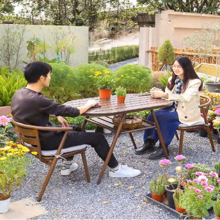Nordic Fancy Contemporary Outdoor Garden Coffee Shop Dining Cafe Table Chairs Set