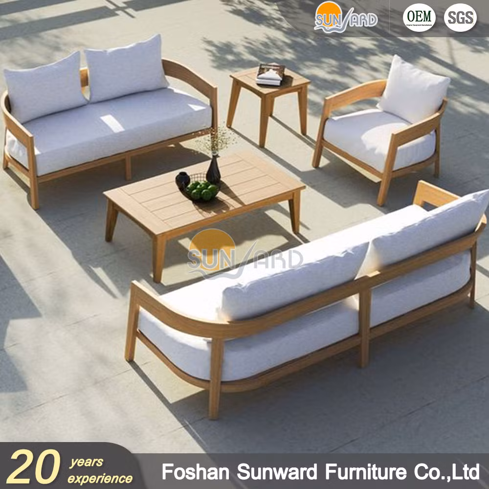 Foshan China Modern Garden Patio Terrace Outdoor Teak Wood Sofa Set Wooden Furniture