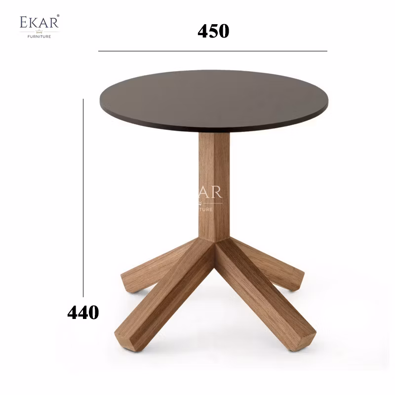 Modern Outdoor Wooden Round Corner Table for Patio and Garden