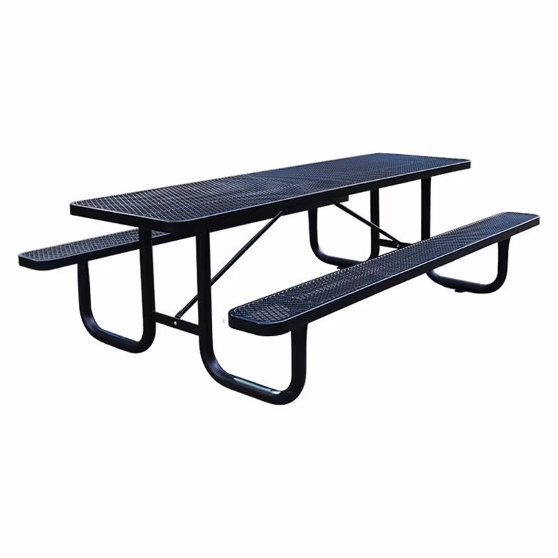 Outdoor Party Commercial Restaurant Outside Patio Modern Iron Picnic Dining Table Bench