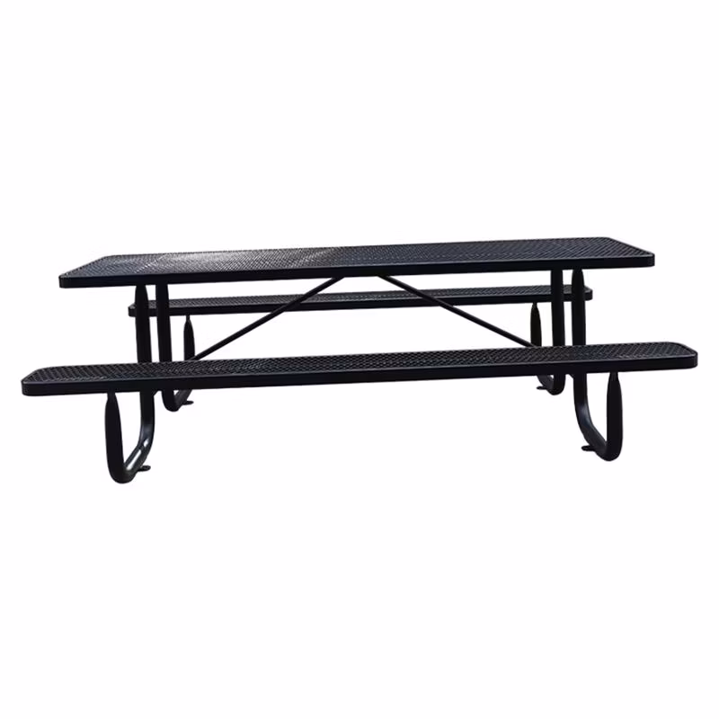 Outdoor Party Commercial Restaurant Outside Patio Modern Iron Picnic Dining Table Bench