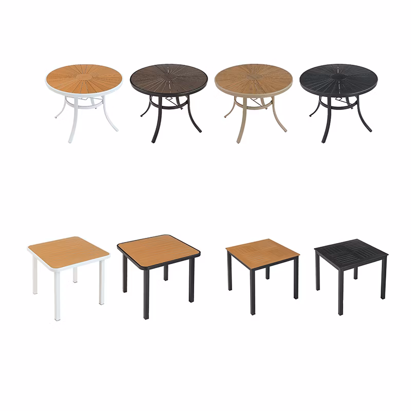 Patio Courtyard Outdoor Garden Plastic Wood Furniture Dining Chair and Table Set
