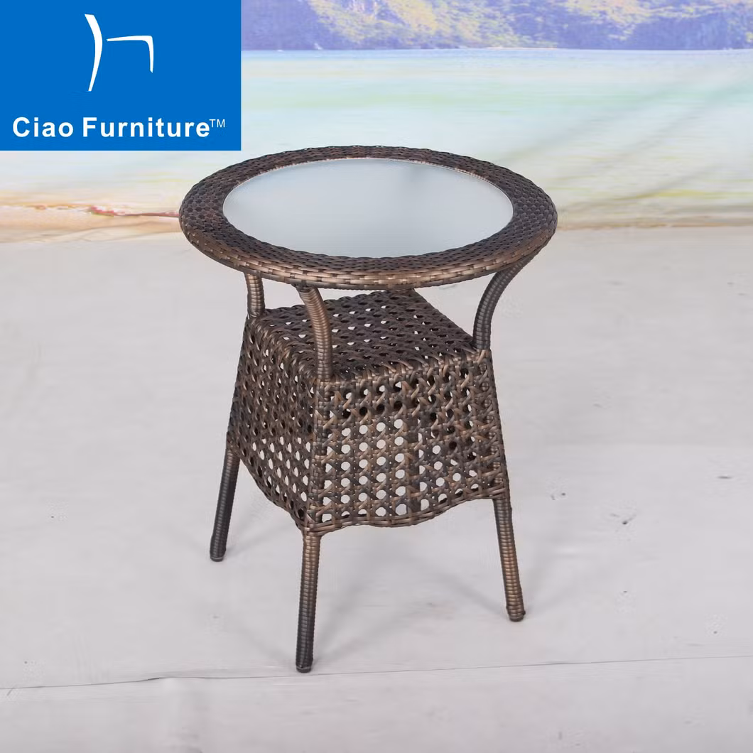 3 Pieces Outdoor Balcony Rattan Garden Furniture Coffee Table Set Dining Chair