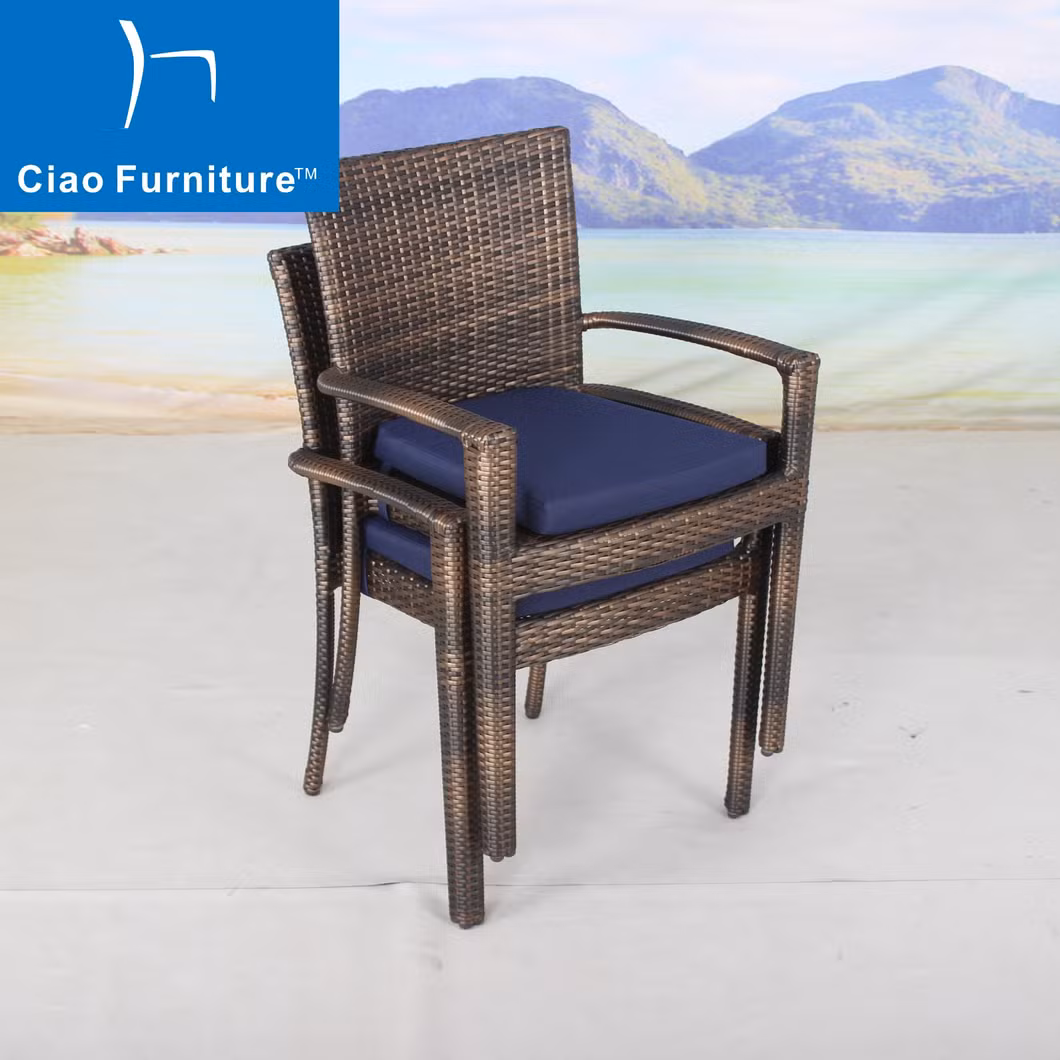 3 Pieces Outdoor Balcony Rattan Garden Furniture Coffee Table Set Dining Chair