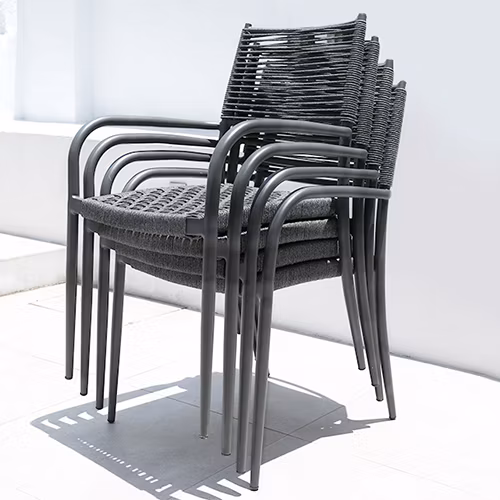 Promotion Outdoor Dining Table Stackable Woven Rope Chair Furniture Set