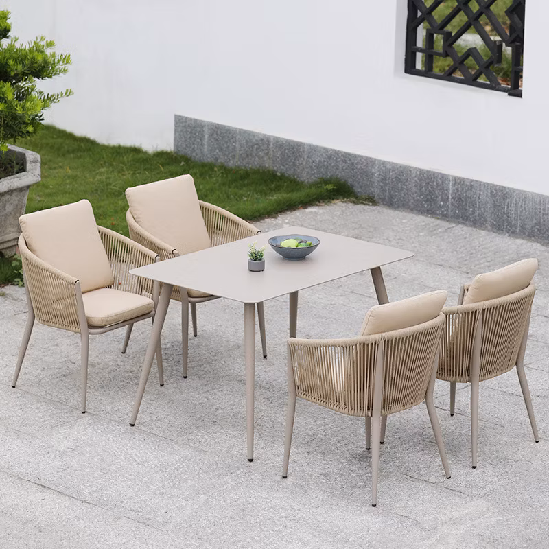 Factory Wholesale Outdoor Garden Furniture Rattan Dining Set in Leisure Area Coffee Shop