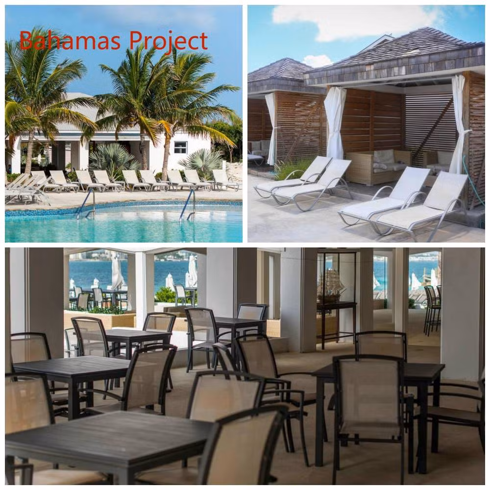 Customized Modern Hotel Garden Patio Terrace Outdoor Restaurant Rope Dining Chair and Aluminum Table