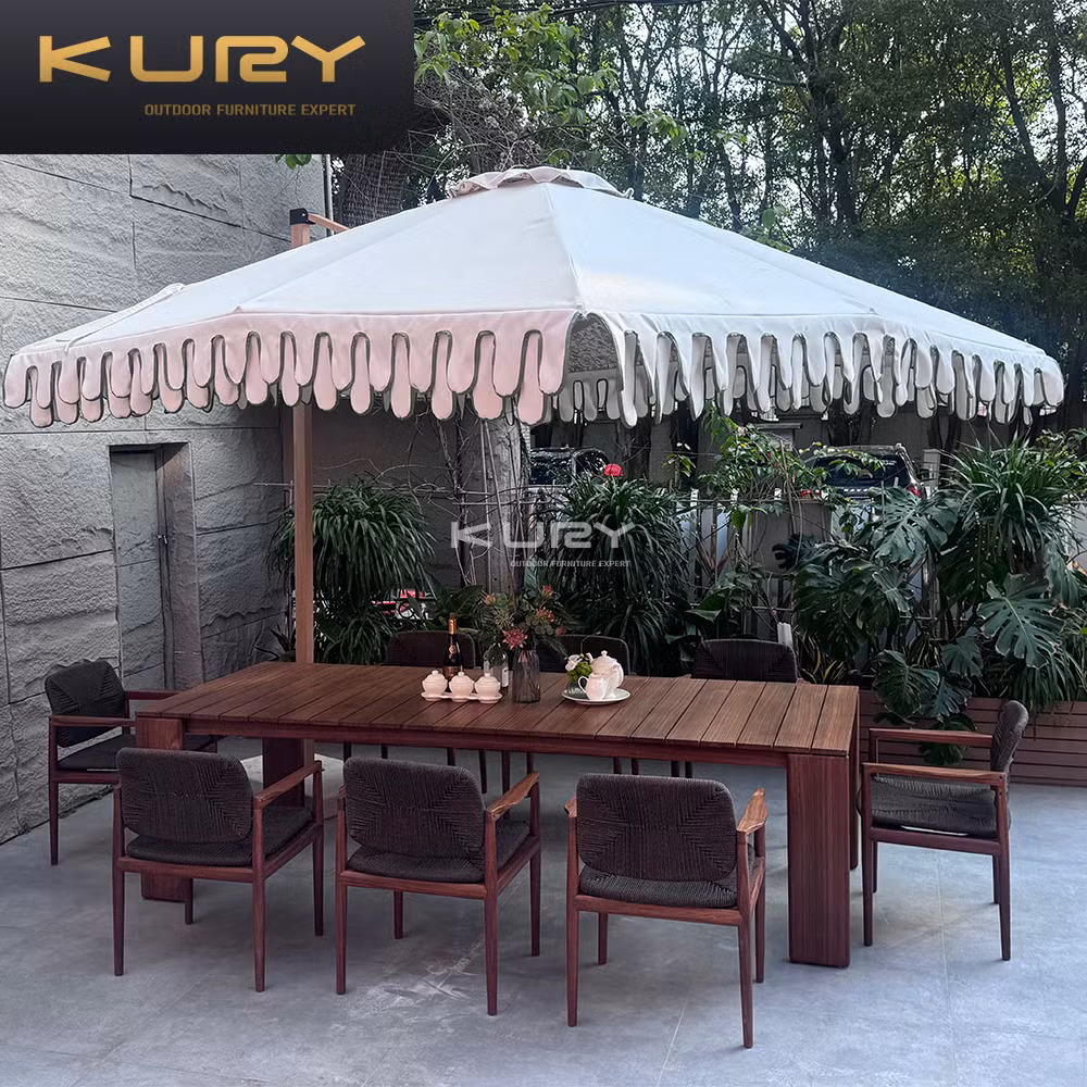 Home Furniture Teak Wood Dinner Patio Wooden Garden Outdoor Dining Table Set
