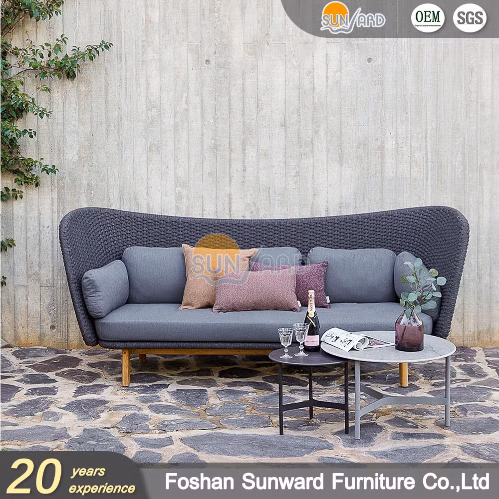 Modern Outdoor Garden Patio Aluminum Teak Cushion Sofa Set