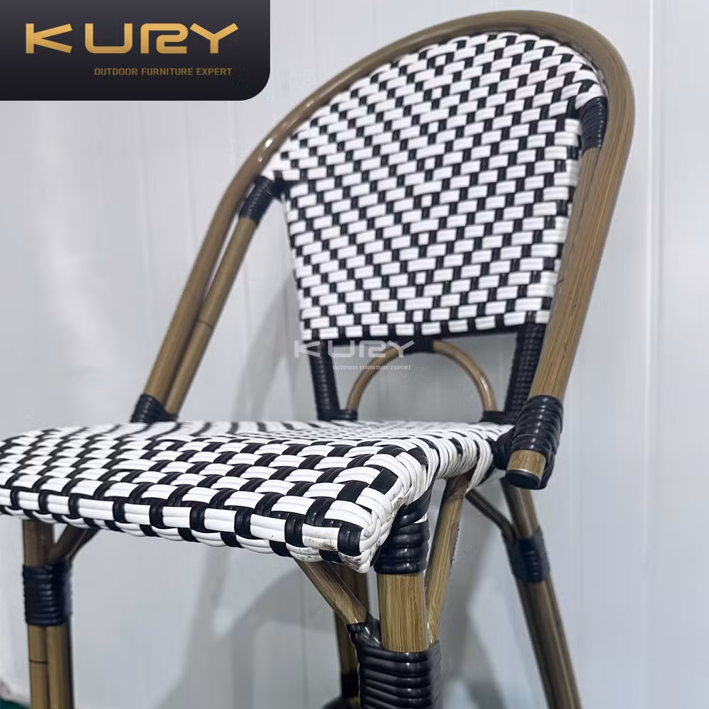 2025 Cheap Modern Dining Outdoor Woven Synthetic Rattan Aluminum Chair Bar Stools